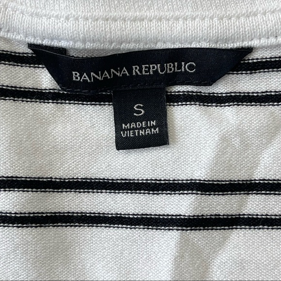 Banana Republic Casual Long Sleeve Sweater White black stripes v-neck size S - Picture 5 of 7